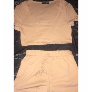 Nude Ribbed Two Piece Set